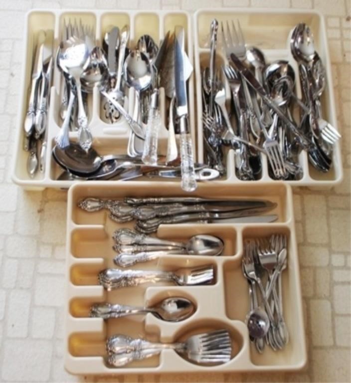 3-Tray Lot of Stainless Steel Flatware