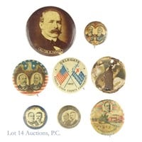 1890s-1900s McKinley / Roosevelt / Parker Pins (8)