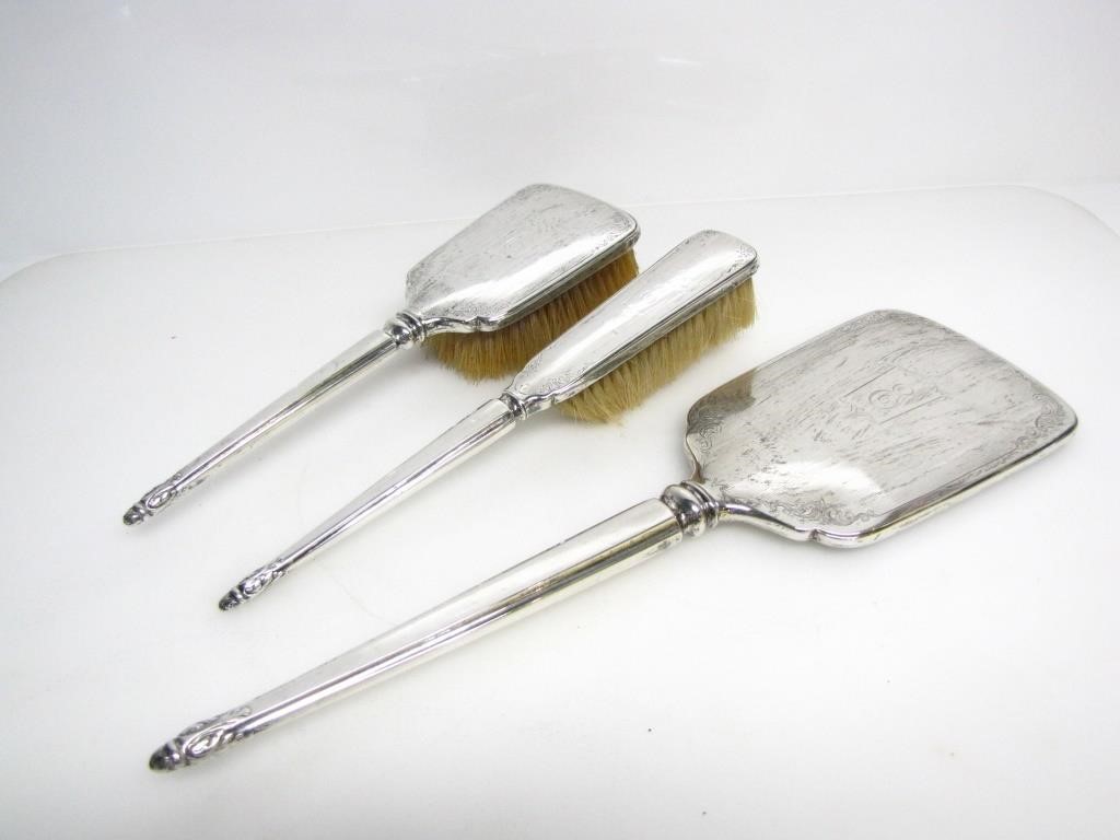 VINTAGE BIRKS STERLING MIRROR & BRUSHES