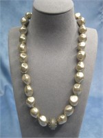 S.S. Hallmarked Faux Pearl Necklace