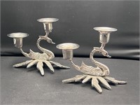 Vintage swan candleholders
