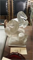 Pair Frosted Glass Rearing Horse Bookends