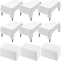 200 Pcs White Plastic Tablecloth 54 x 108 Inch