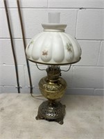 Brass Electrified Oil Lamp with Shade
