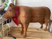Hand Carved Wooden Cow