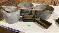 Small wash tubs and bread pans