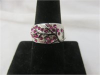 FLORAL PINK STONE RING SZ 8.5