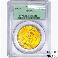 1924 $20 Gold Double Eagle PCGS MS63