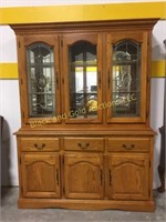 76" tall oak china cabinet hutch