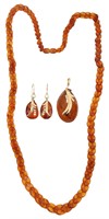 Amber Earrings, Necklace and Pendant
