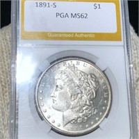 1891-S Morgan Silver Dollar PGA - MS62