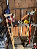 Garden tool rack & contents
