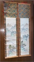 Vintage Pair of Oriental Bamboo Scrolls
