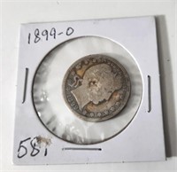1899 O Barber 25 Cent Coin