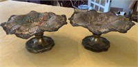 Pair Repousse Compotes Scalloped Edging