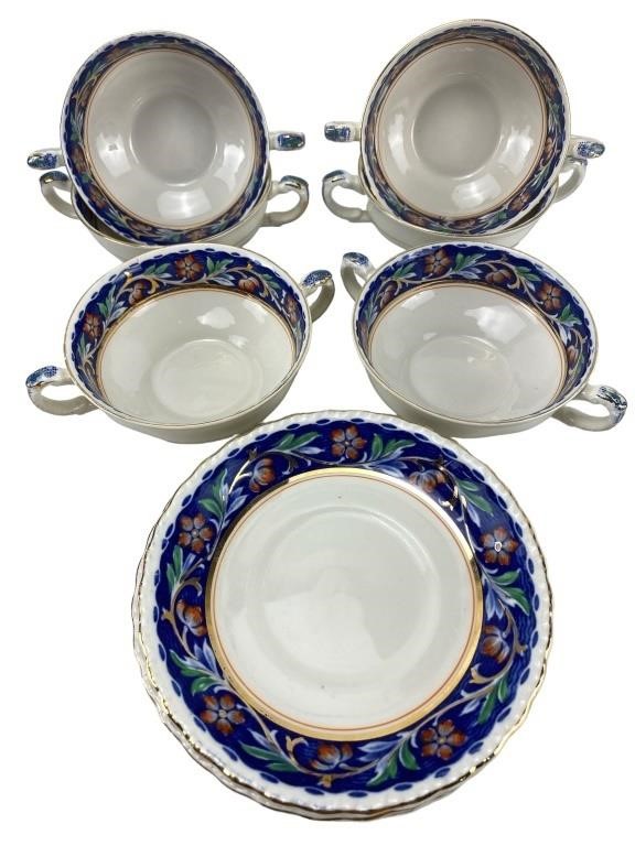 Grindley "Elysian" Footed Cream Soup Bowls/Saucers