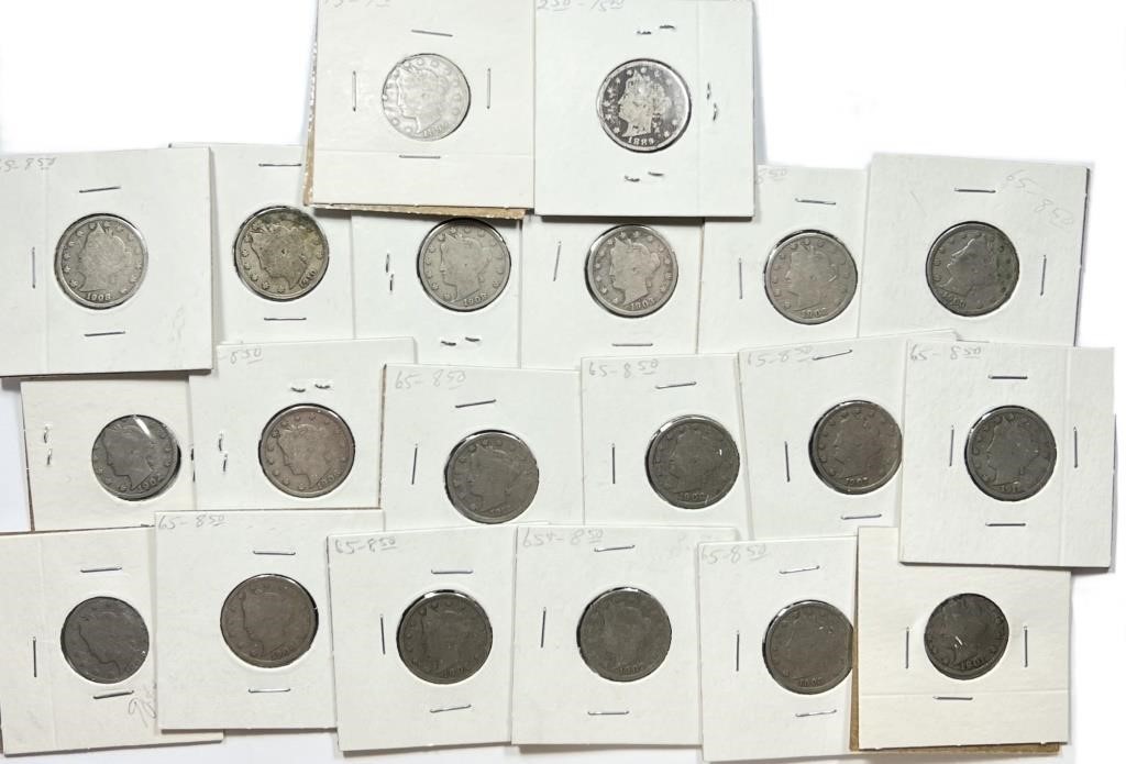 Lot of (20) Mixed Date Liberty V Nickel