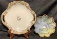 2 Antique Hand Painted Nippon Porcelain Dishes