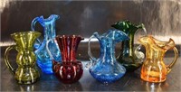 Rainbow Crackle Glass Ewers And Pitchers