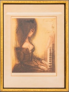 Etienne Ret "Au Piano" Engraving