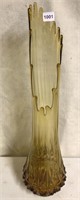 TALL HAND AMBER GLASS SWUNG GLASS VASE 27IN H
