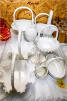 (7) Milk Glass Baskets, (1) Westmoreland Glass