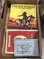 Cowboy puzzles, old books