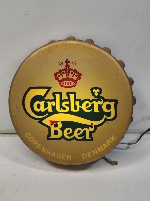 1988 Carlsberg Beer Light-Up Bottle Cap Sign