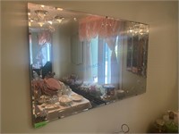 Beveled Glass Floral Etched Wall Mirror