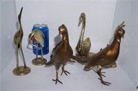 5 Brass Bird Figurines