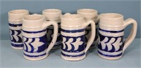 (6) Williamsburg Salt Glazed Stoneware Mugs