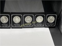 FIVE PRESIDENTIAL .999 FINE SILVER ROUNDS