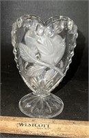 GLASS VASE-ETCHED FLOWER DESIGN