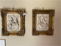 2 gold framed George and Martha pictures