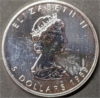 1989 1 oz Canadian Silver Maple Leaf