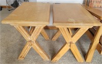 Pair of Ranch Oak Side Tables **
