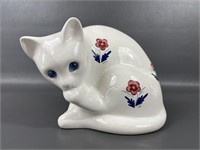 Elpa Alobaca Portugal Ceramic Floral Cat Figurine