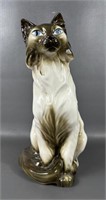 Large 14" Vintage Royal Dux Siamese Cat #635