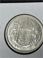 1957 Canadian 50 Cent Silver Coin
