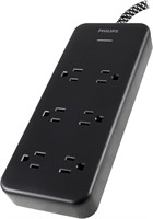 Philips 6-Outlet Surge Protector  8 Ft  Black