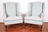 Vintage Ethan Allen Upholstered Wingback Chairs