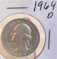 1964 D Washington Silver Quarter