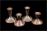 4pc Sterling Weighted Candlestick Holders