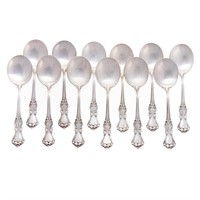 Set of 12 Reed & Barton sterling soup/gumbo spoons