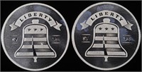 (2) 1 OZ .999 SILVER LIBERTY BELL ROUNDS