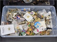 TUB OF ASSORTED PINS