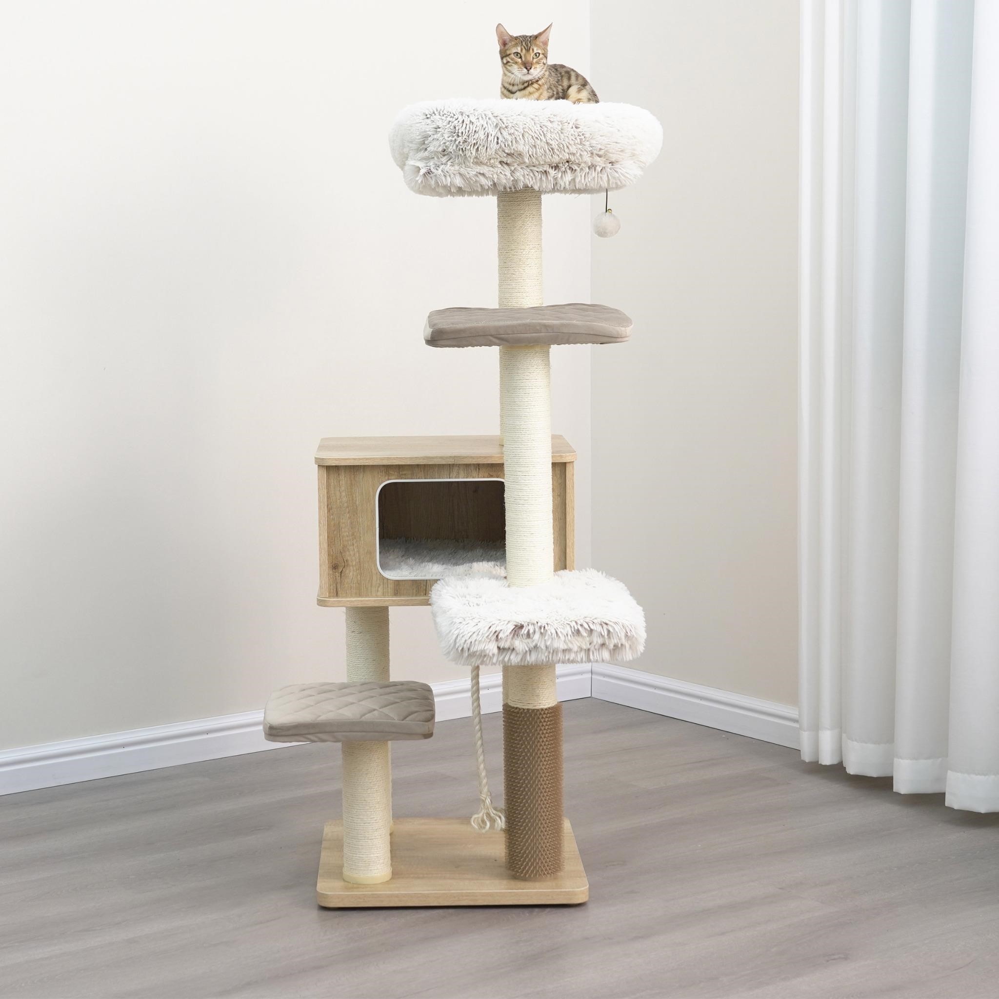 55 inch Cat Tree  6 Levels  Large Condo  Beige