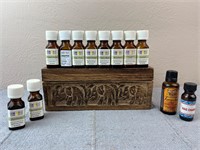 Wooden Elephant Box with 12 Essential Oils