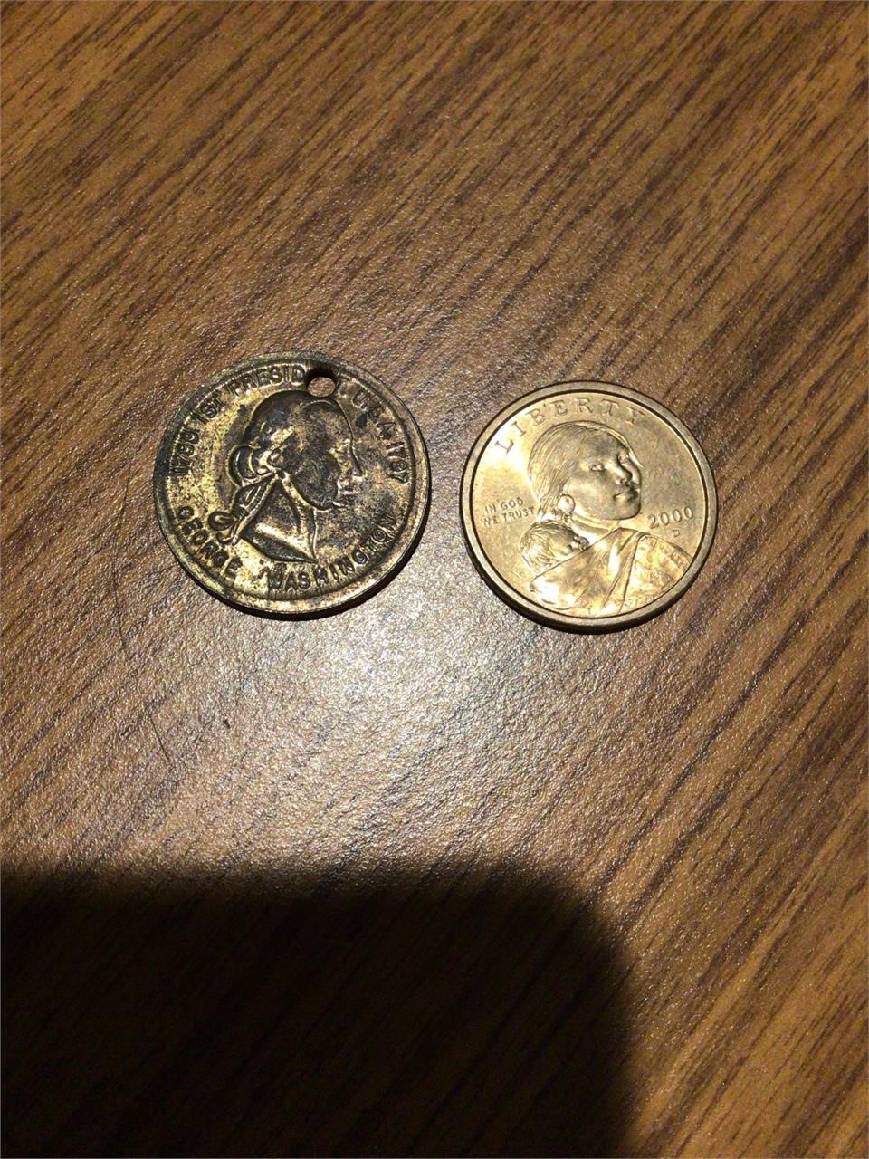 George Washington Coin Pendant & Sacagawea Dollar
