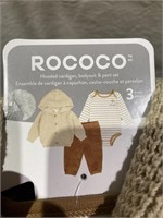 Rococo Girls Hooded Cardigan, Body Suit & Pant